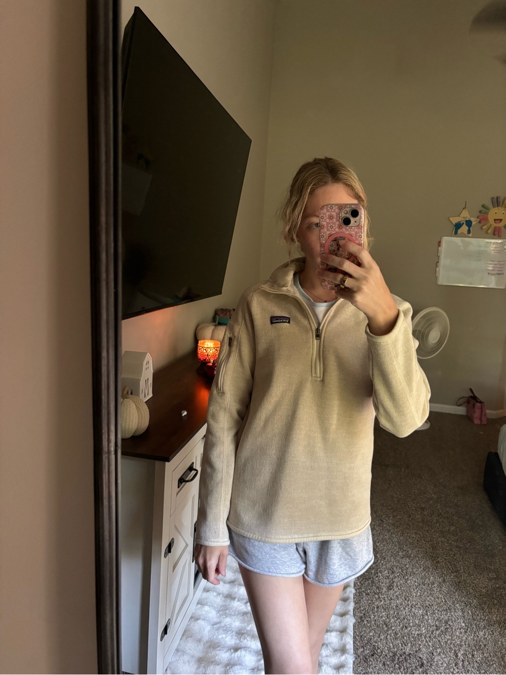 Patagonia Women's Beige Quarter-Zip Fleece Pullover